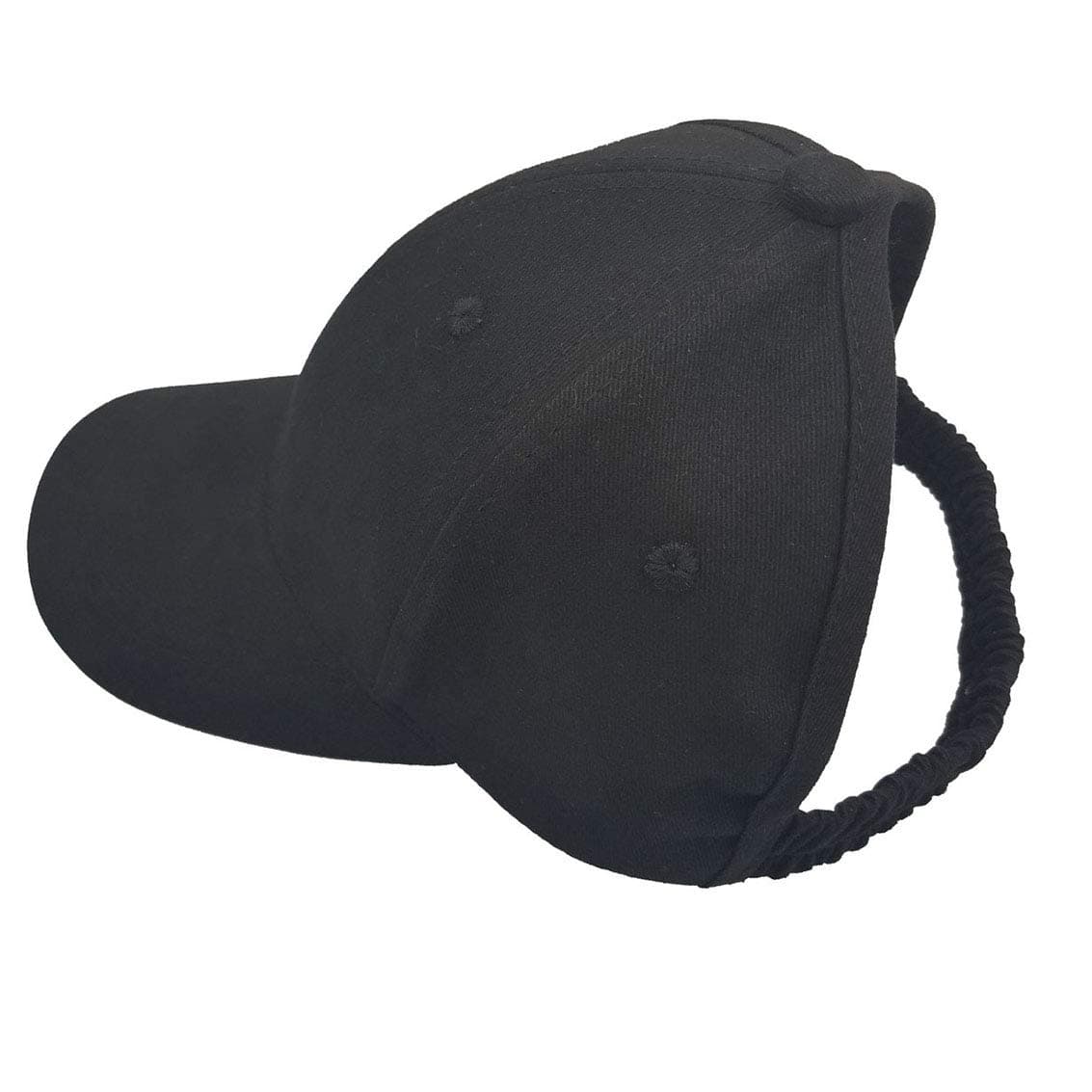 Ponytail Backless Hats Baseball Cap Women Caps Elastic Visor Hat (Black)