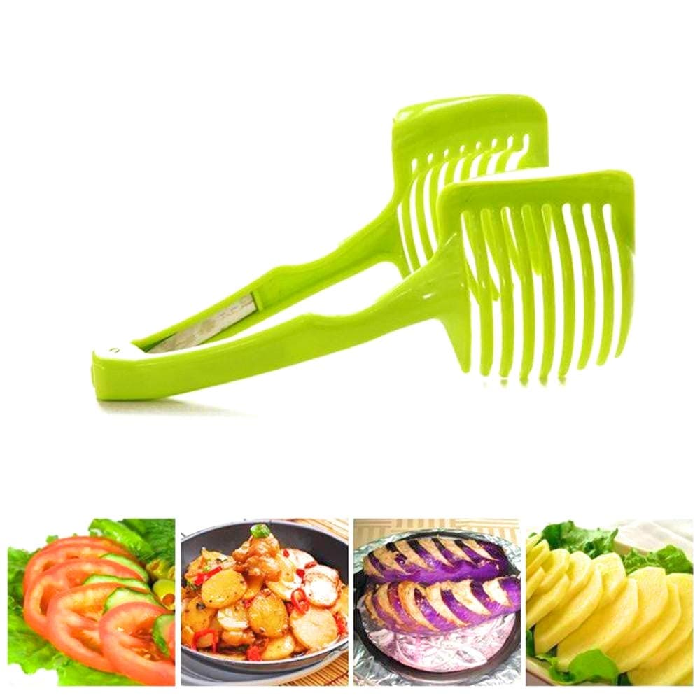 2019 best selling (VALUE PACK) Perfect Best Kitchen Utensil Handheld Round tomato-potato-onion Slicer Chopper Fruits-Vegetables Cutter gadget with a FREE multiuse ceramic peeler!!!