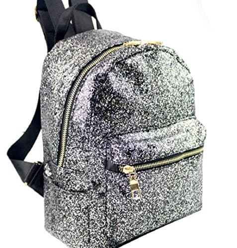 Sequins School Backpack ,Crystell 2017 Fashion School Leather Backpack Shoulder Bag Mini Backpack for Women &amp; Girls (Black)