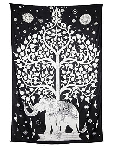 Zest For Life Elephant Tree Tapestry Tablecloth Beach Sheet Wall Art 80x52 Inches - FREE Sticker Included