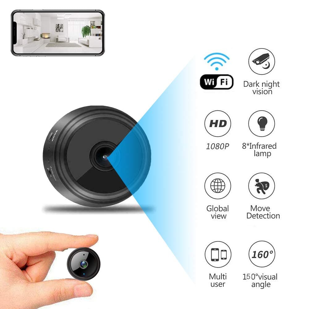 Mini Hidden Camera HD 1080P Wireless Spy Hidden Camera WiFi Remote Surveillance Camera with Night Vision Function Strong Magnetic and Bracket, for Indoor and Outdoor Small Nanny Surveillance Cam