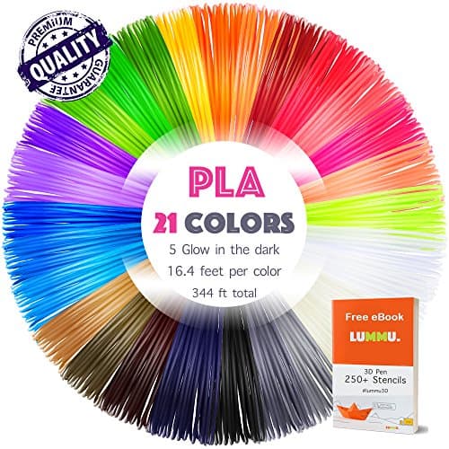 3D Pen Filament Refills PLA (344 ft) | 1.75 mm | 21 Colors | 250 Stencils eBook | For 3D Pen &amp; Printer | 16.4 Ft Per Color