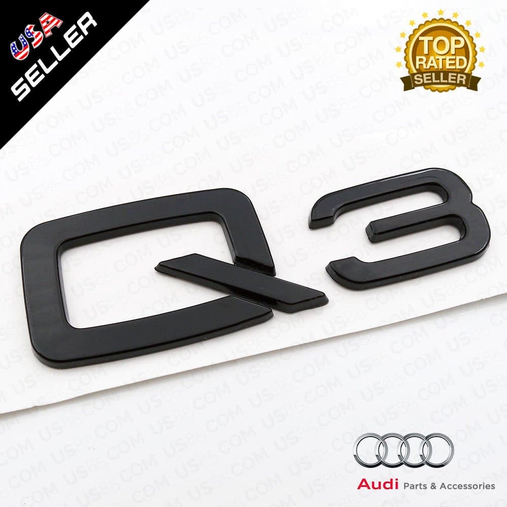 US85 OEM ABS Nameplate Q3 Gloss Black Emblem 3D Trunk Logo Badge Decoration