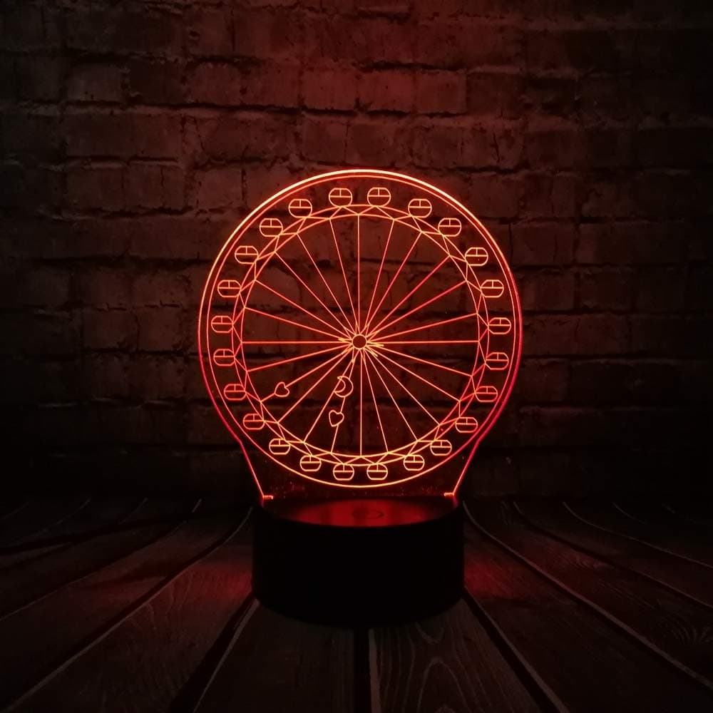 KangYD Innovative Ferris Wheel 3D Night Light,LED Visual Lamp,Romantic Gift,B - Remote 7 Color（Black Base）,Optical Illusion Lamp,USB Powered,Visual Lamp [Energy Class A+++]