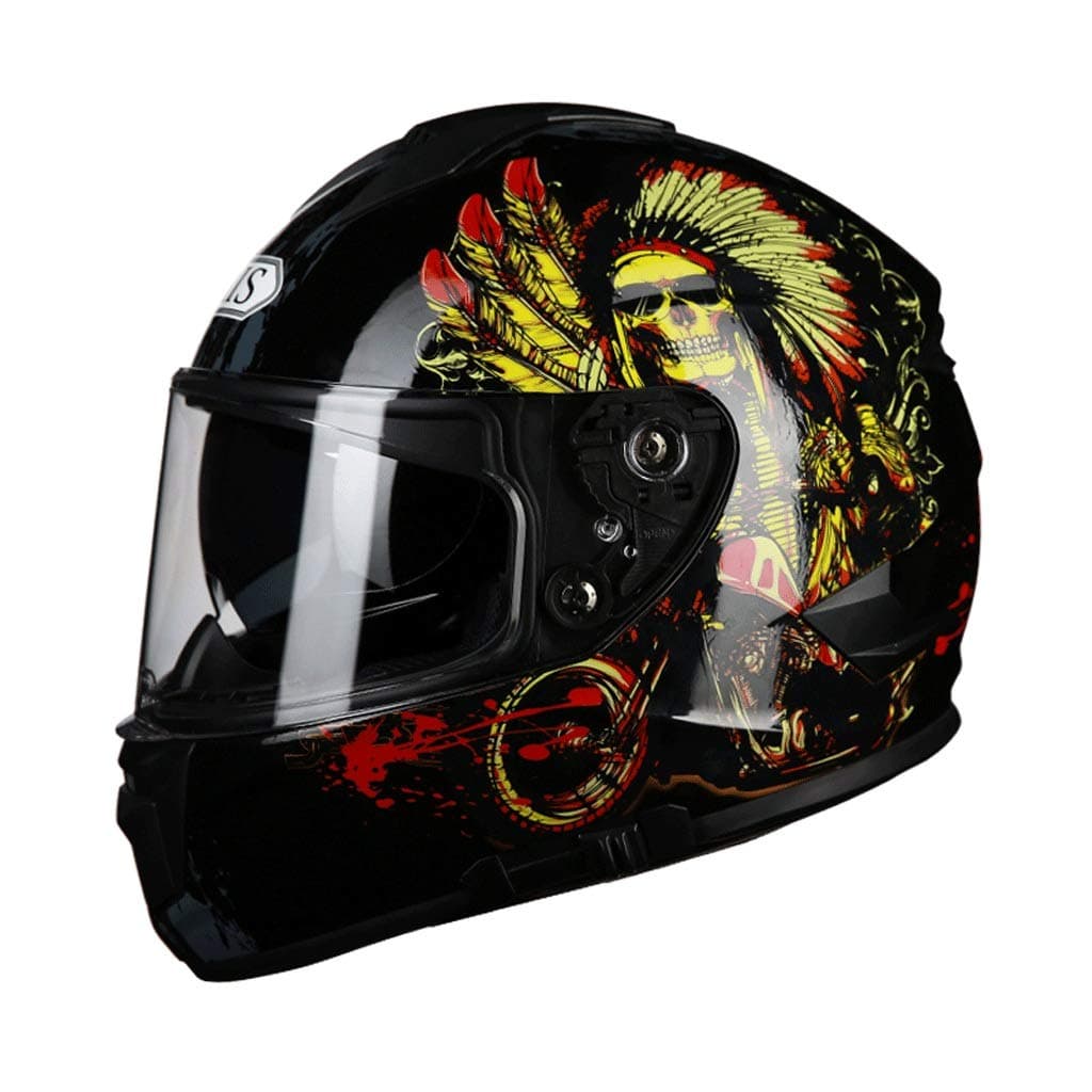 YUEMS Detachable helmet multifunction Indian pattern Double lens motorcycle full face helmet for men and women