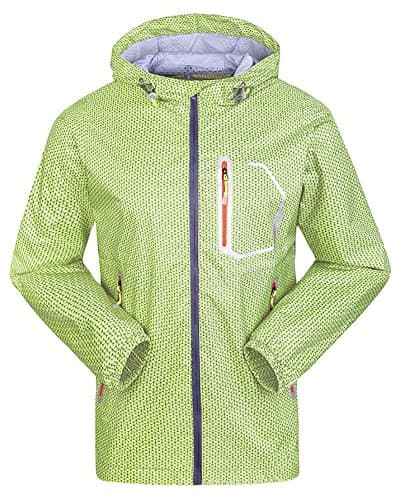ChezMax Outdoor Man Waterproof Breathable Mesh-Lined Soft Shell Hooded Jacket, Green, S