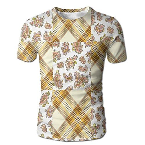 Edgar John Image of Patch and Deceit Lines and Paisley Motifs Nostalgic Stripes Men's Short Sleeve Tshirt M
