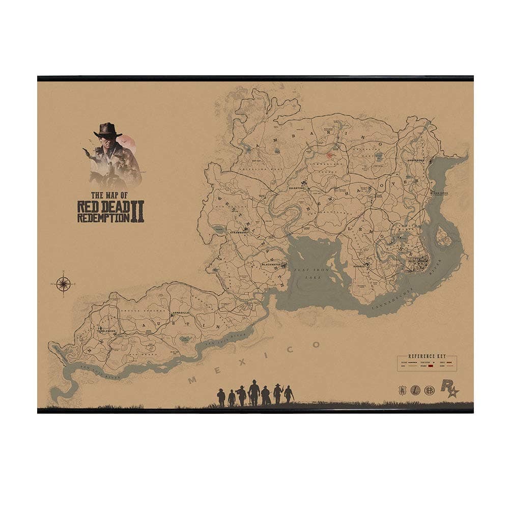 LJA Red Dead Redemption 2 Waterproof poster reel Map Hanging painting
