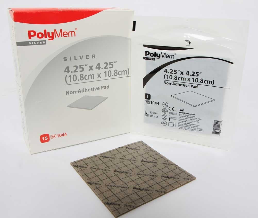 PolyMem Non-Adhesive Wound Dressing, Foam, 4.25' X 4.25' Pad, 1044 (Box of 15)