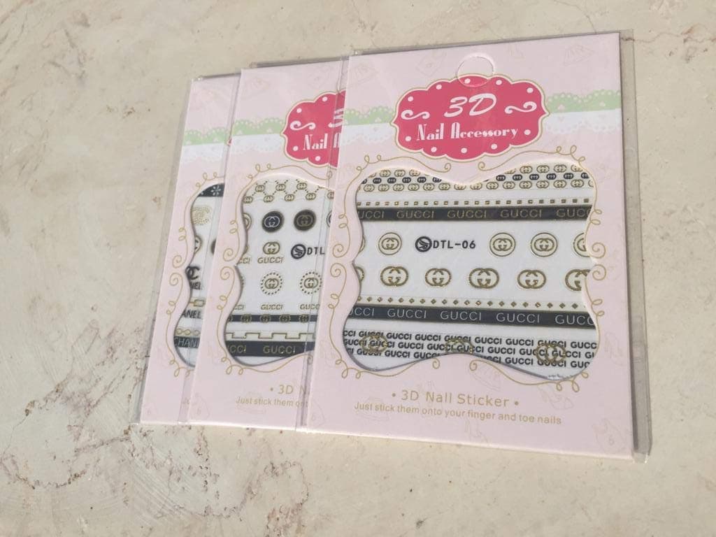 3 Sheets Mix 3D Sticker Nail Decal Logo Design Mixed Colored