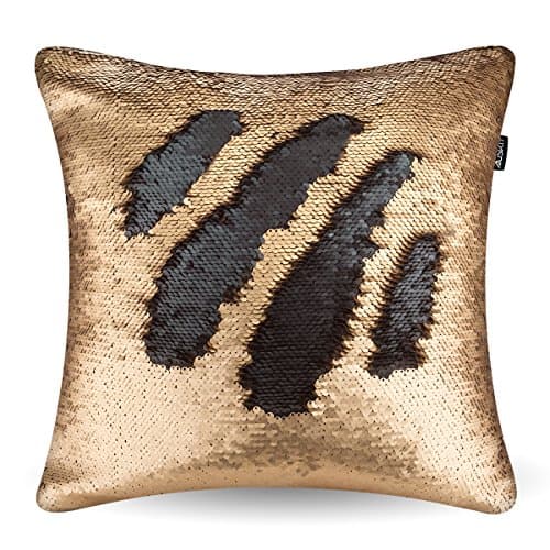 Reversible Sequins Mermaid Pillow Case - Two Colors Throw Cushion Case 4040cm(ONLY PILLOW COVER) Gold and Black By AusKit