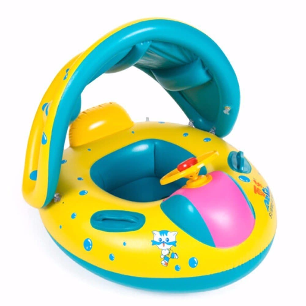 Summer Sea Baby Pool Float with Canopy 3 Months - 3 Years Foot-Hole 4" Espeically for Infant