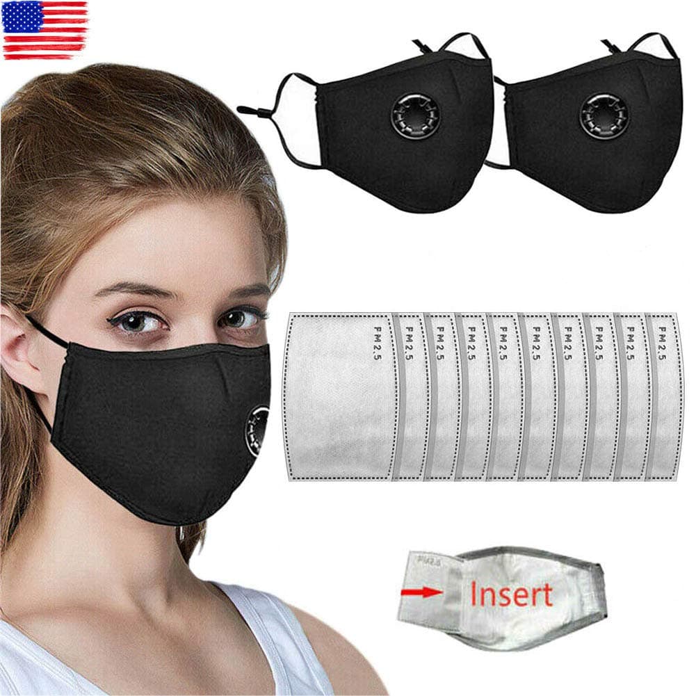 10pcs Activated Carbon Filter Replaceable Anti Haze Dust Face Health Protection Mouth Cover Face Cover mouth muffle for Adults Black