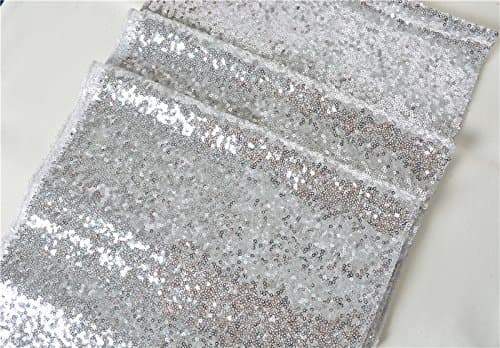 WishParty 12 by 108-Inch Sequin Table Runner Wedding Sparkly Bling Party Decoration (Silver)