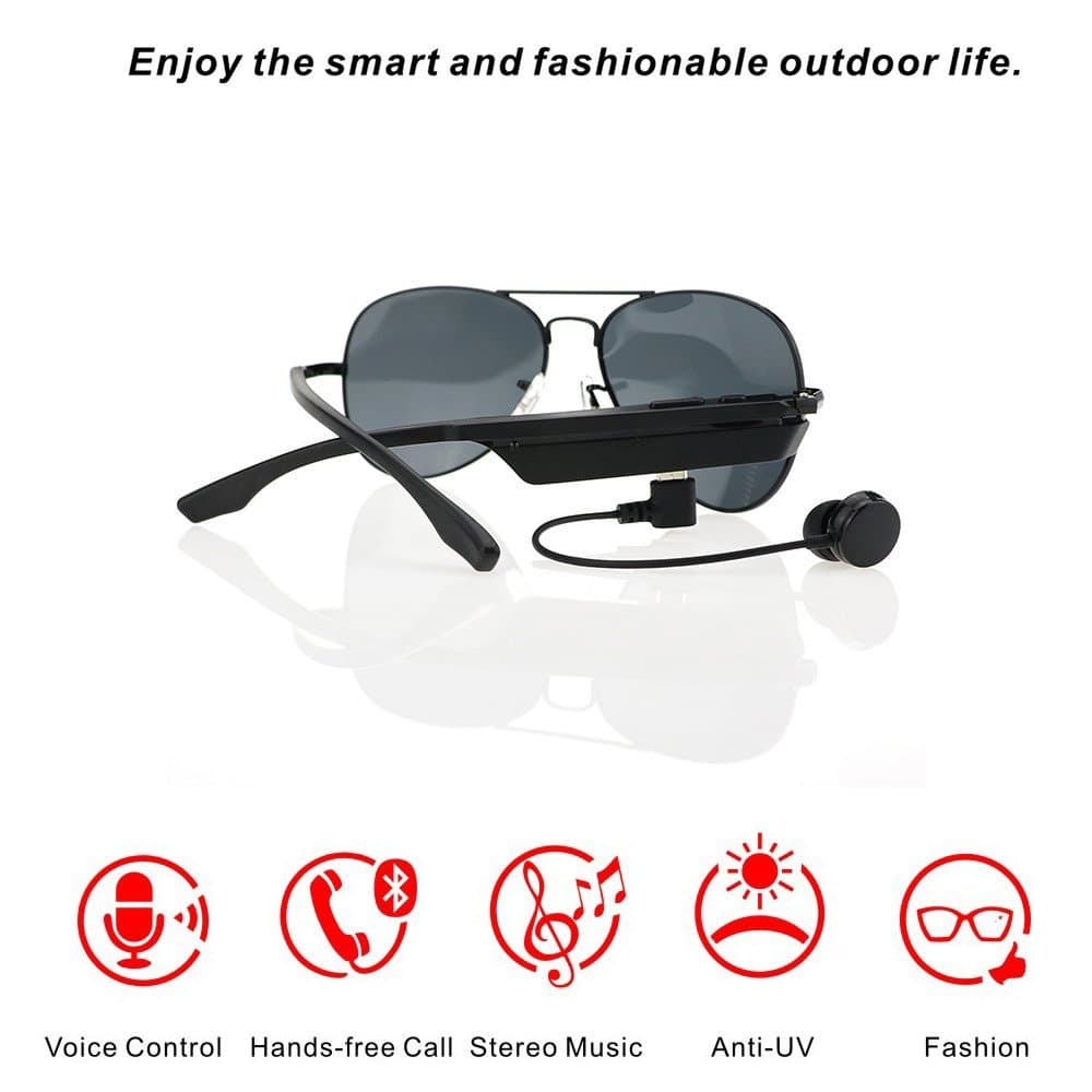Seleven Wireless Bluetooth Sunglasses with Headset Headphone Polarized Glasses for iPhone Samsung Android IOS Smartphones