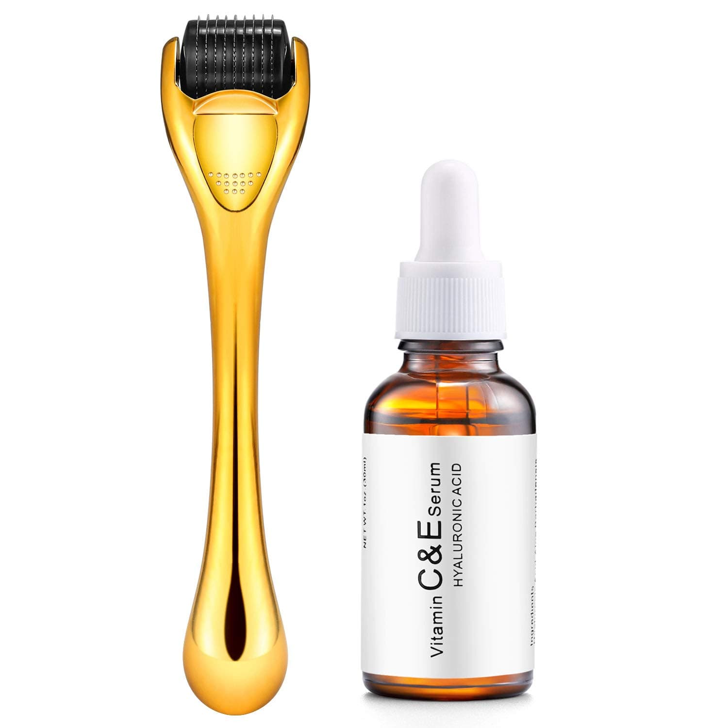 Niddix 0.5mm Derma Roller Microneedle Kit with Face Serum – Set With Micro Needle Dermaroller + Vitamin C with Hyaluronic Acid Facial Serum