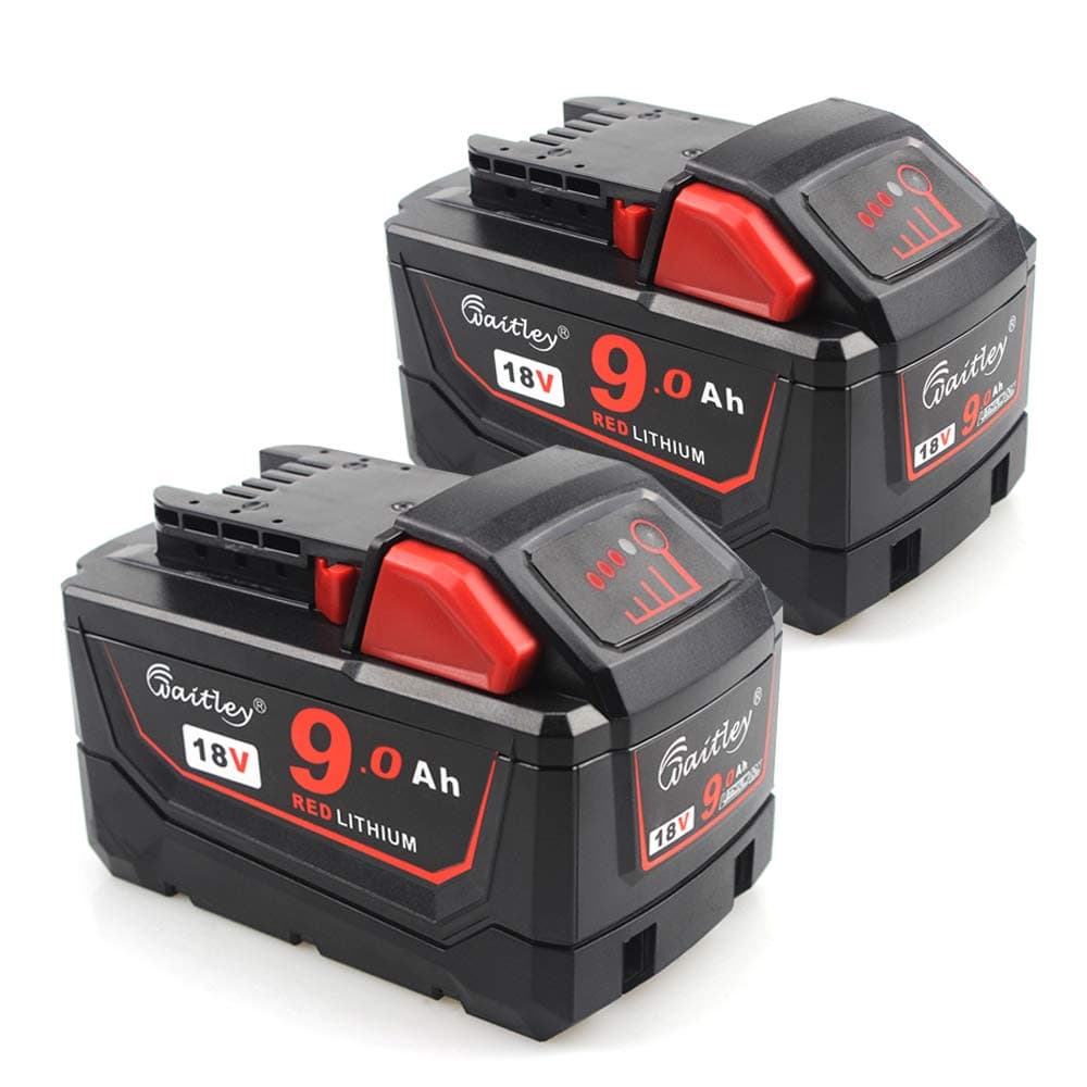 2PACK-QUPER 18V 9.0Ah Lithium-ion Replacement Battery for Milwaukee M18 48-11-1850 48-11-1852 48-11-1820 48-11-1828 48-11-10 XC Redlithium Cordless Tools Battery