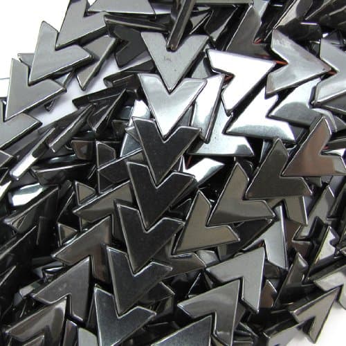 16mm hematite triangle beads 16" strand