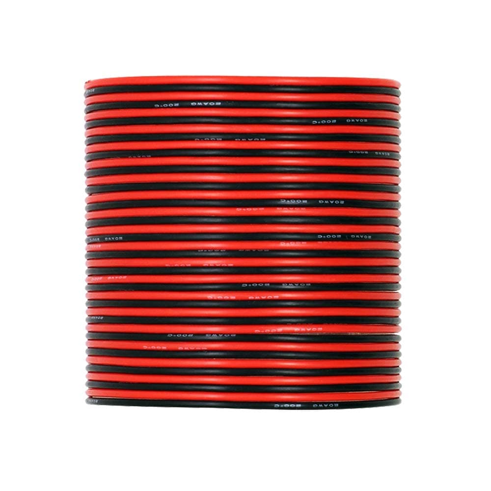 Hook up Silicone Wire [30ft total, 15 ft Red and 15ft Black] – UTUO 20 Gauge High Temperature Soft Silicone Rubber Insulation Wire, Tinned Stranded Copper Electronic Cable