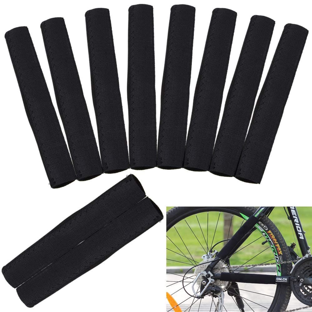Chain Guard Protector Bicycle Stickers Chain Protective Road Bike Front Fork Chain Protective MTB Bicycle Chain Guard Care Cover for Mountain Bike Black 10 pcs