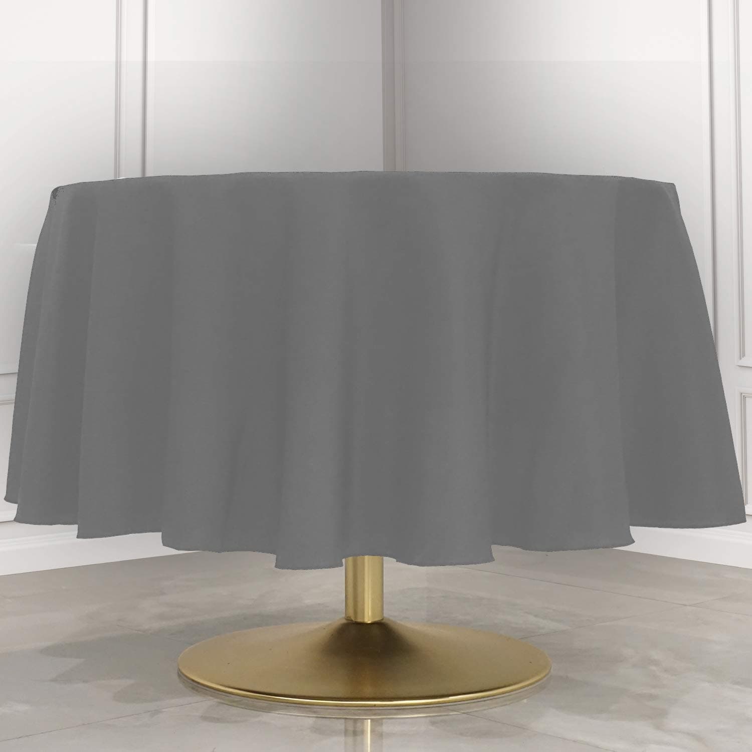 Kadut Charcoal Tablecloth - 90" Inch Round Tablecloths for Circular Table Cover in Charcoal Washable Polyester - Great for Buffet Table, Parties, Holiday Dinner & More