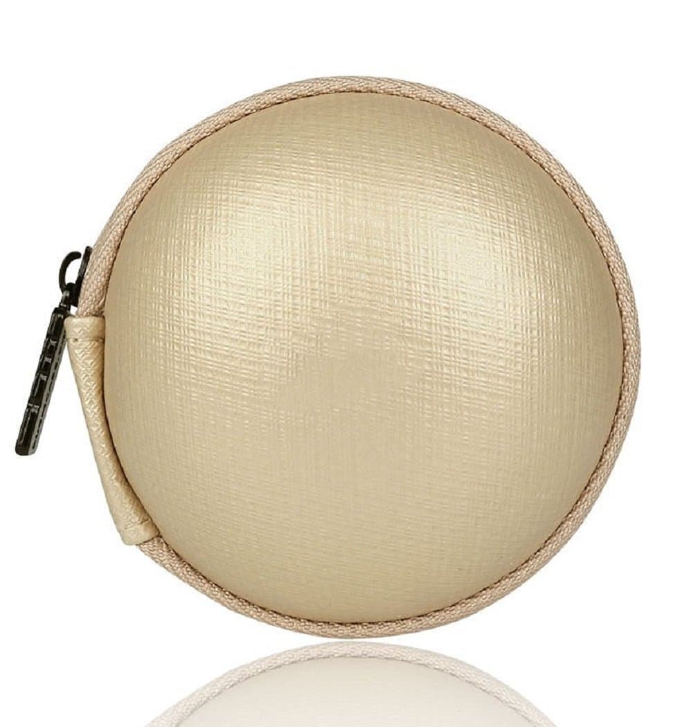 Headphone Eva Hard Case, Storage Bag for Earphone, Headphone, iPod, MP3/MP4 Bluetooth (Round, Gold)