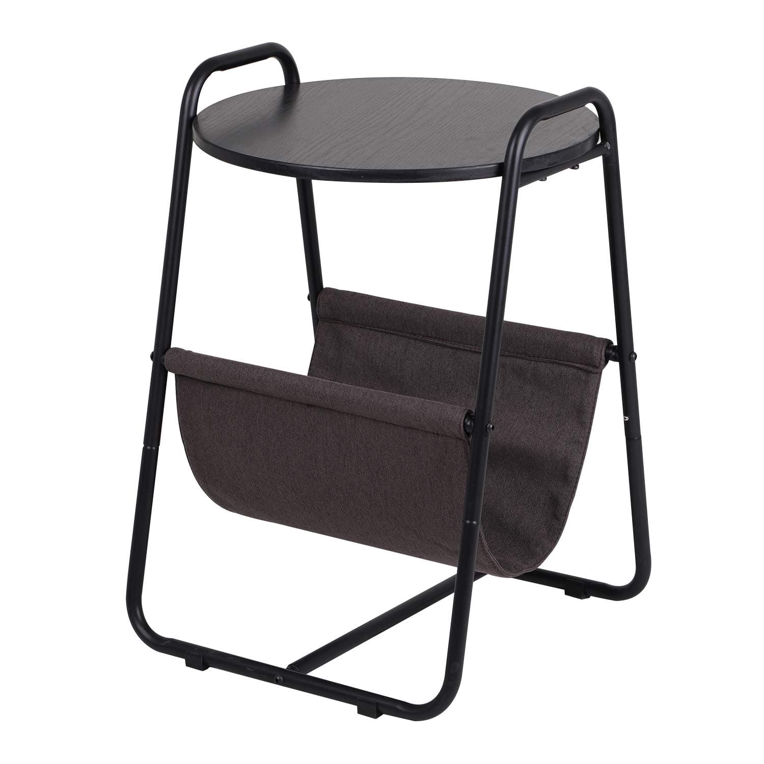 Side Table Small Table Wood Black Table with Storage Bag for Living Room Bedroom 45 * 45 * 66 cm