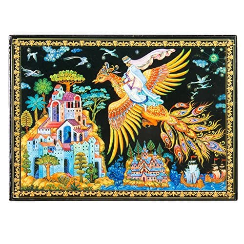 Wooden Lacquer Box for Storage Fairytale Firebird