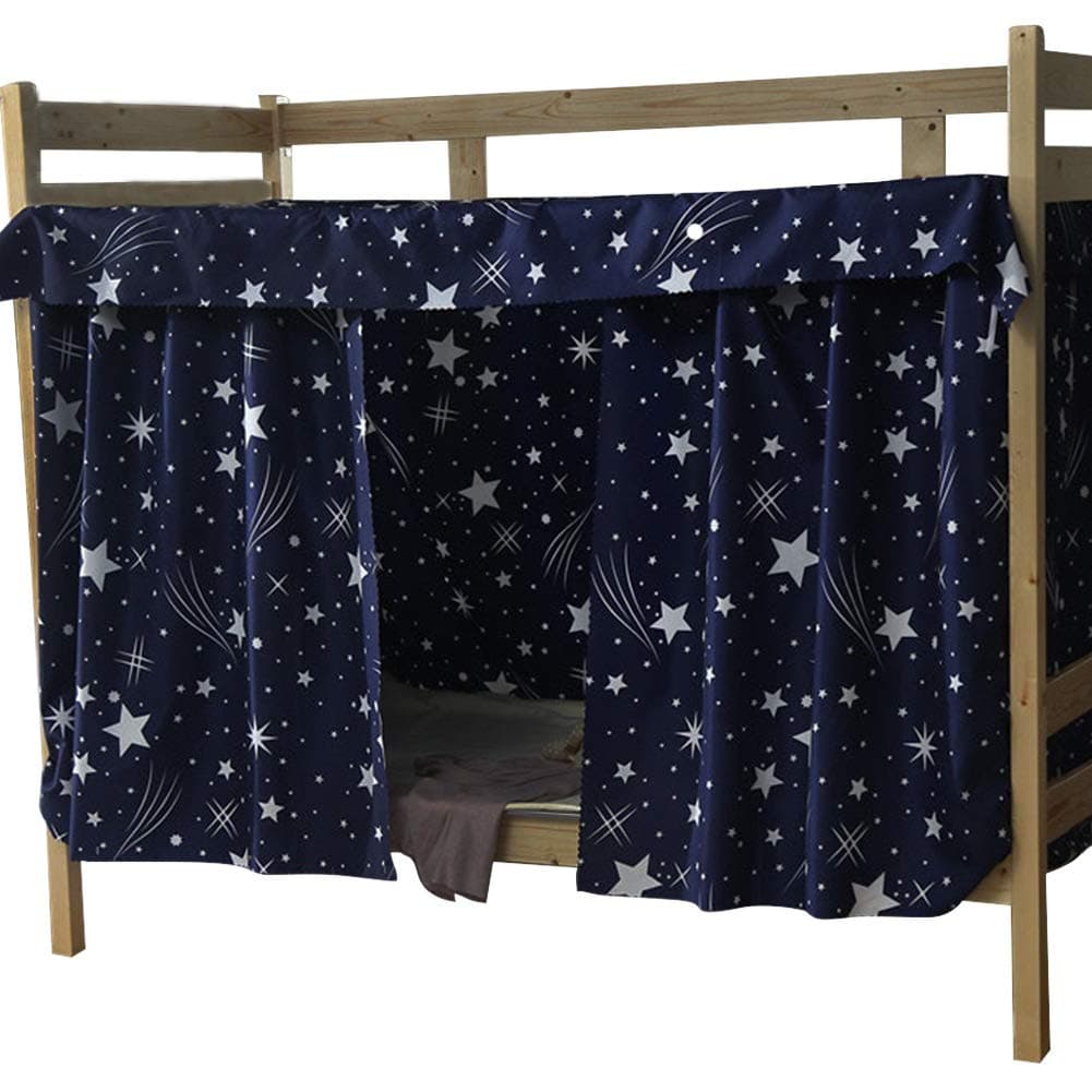 YAHUIPEIUS Bunk Bed Curtain Dormitory Shading Cloth (3 pcs + top Cover, Navy)