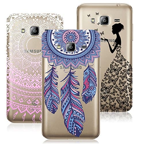 VertTek 3 x Case 3-in-1 Samsung Galaxy J3 (2016) Anti-scratch Case Cover Ultra Thin Transparent Clear Soft Gel Flexible TPU Silicone Soft Case Protection Cover Eiffel Tower + Butterfly + Flower Floral