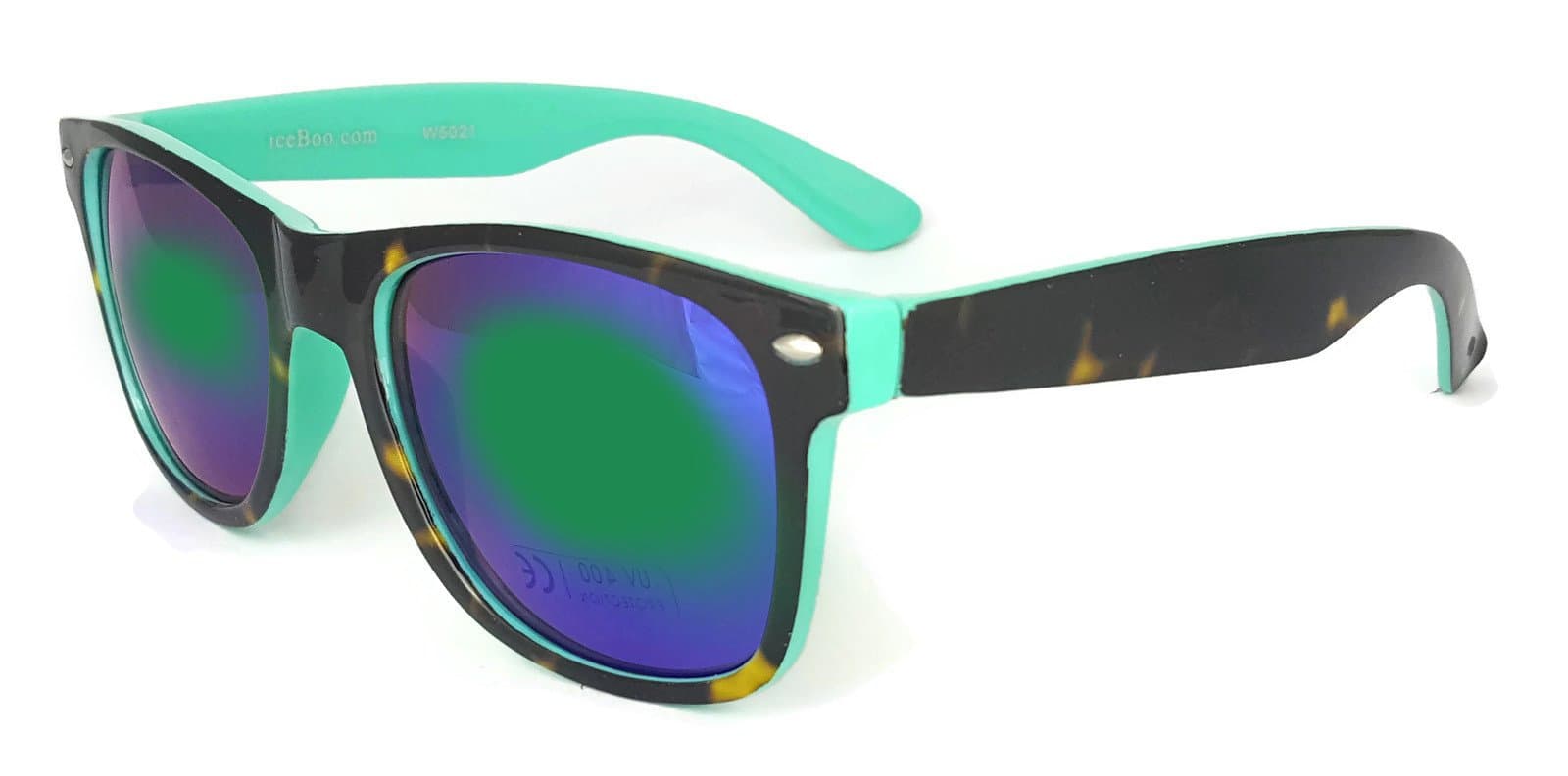 Sunglasses two tone gloss frame mirrored lens UV400