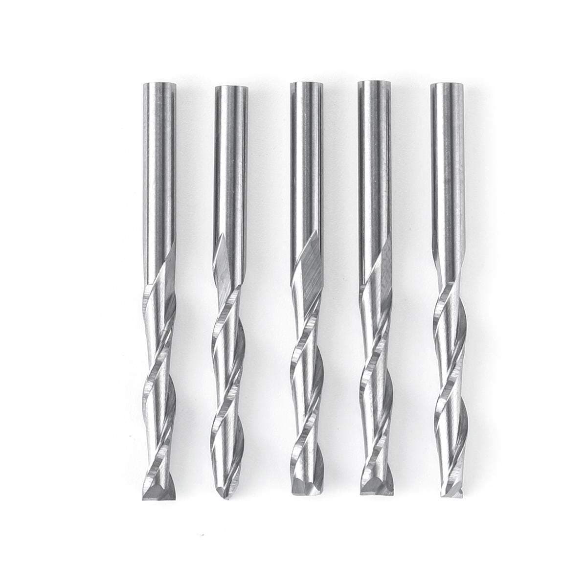 End Milling Cutter Set CNC Tool 5pcs 1/8 Inch 2 Flute Carbide End Mills 3.175mm Spiral Router Bits Drill End Mill