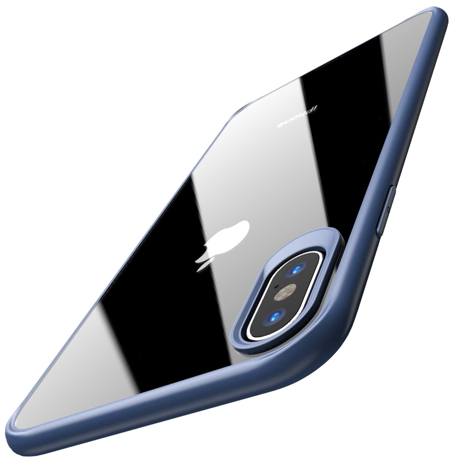 TOZO for iPhone Xs Max Case 6.5 Inch (2018) Hybrid Soft Grip Matte Finish Clear Back Panel Cover for iPhone Xs Max with [Blue Edge]