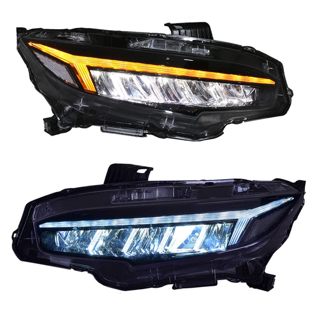 2PCS Headlight Assemblies For Honda civic 2016-2017 Bi-Xenon Lens Projector Double Beam Xenon HID KIT With LED Daytime Running Lights