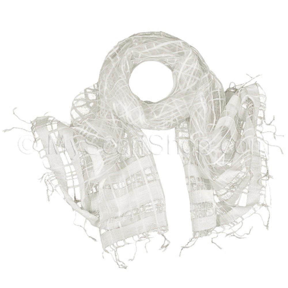 Magnolia Sheer Silk Cross Stripes Shawl