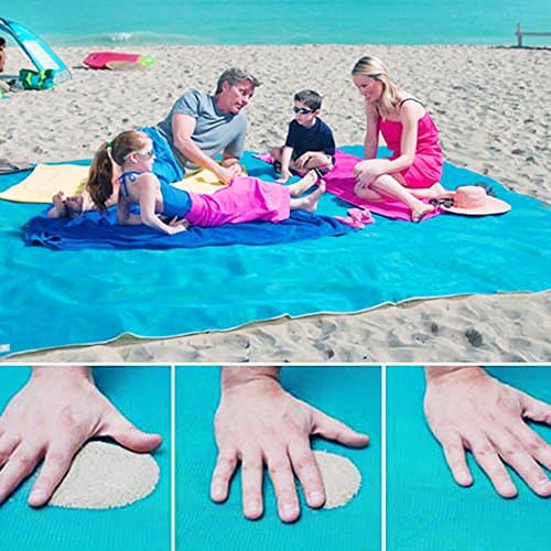 Beach Mat Sand Free Beach Blanket Picnic Mat Extra Large (79" x 79", Blue)