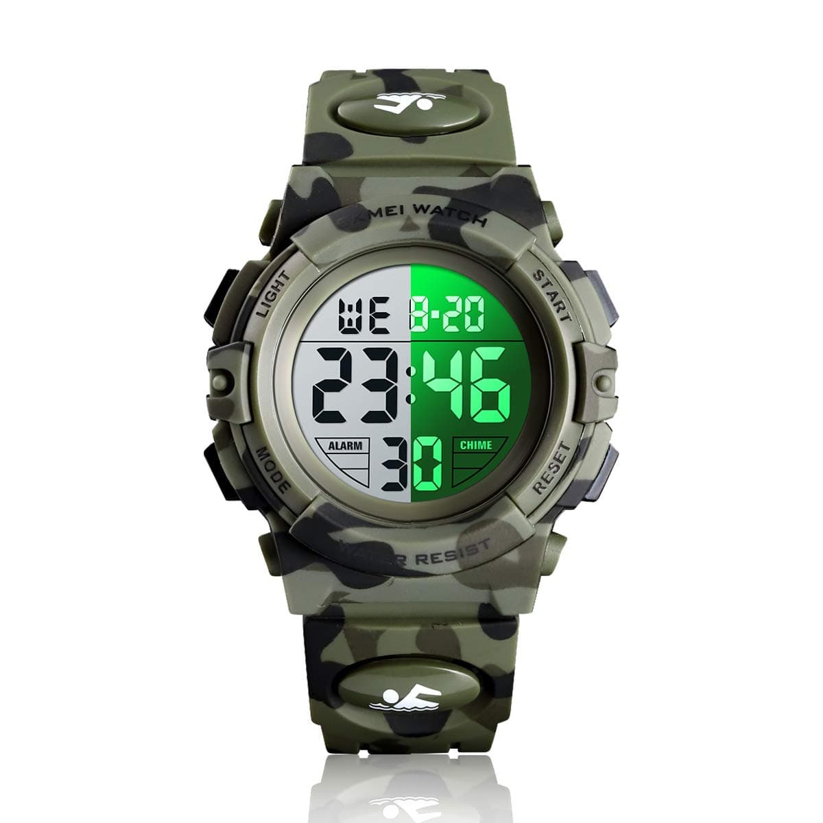 YORKOO Kids Digital Watch Multi-Function LED Alarm Waterproof Watch for Boys Gift Wrist Sports Watches for Children Camo