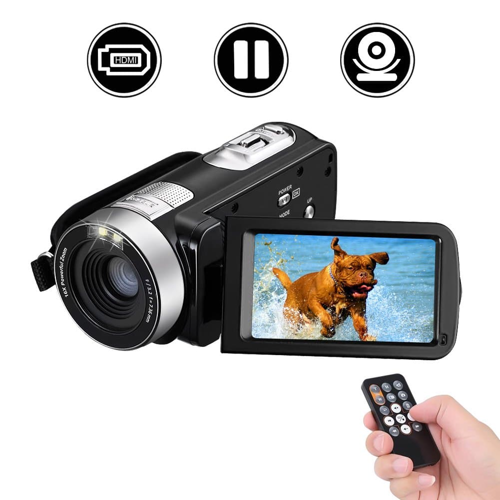 Camcorder Digital Camera Full HD 18X Digital Zoom Night Vision Video Camcorder with LCD and 270 Degree Rotation Screen with Remote Control