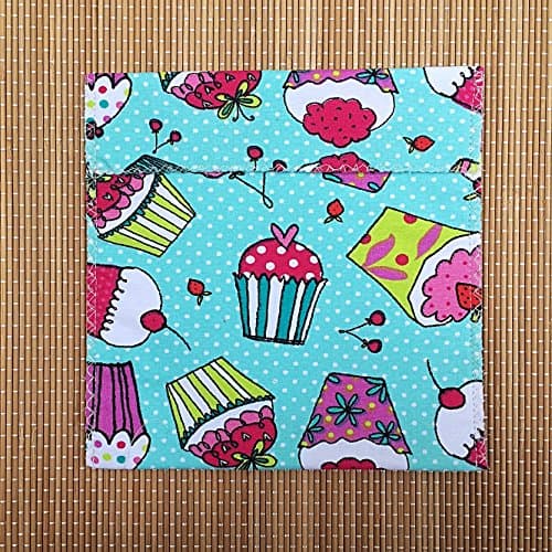 Cup Cakes Cherry Reusable Sandwich Snack Bag, Zero Waste Washable Eco-Friendly