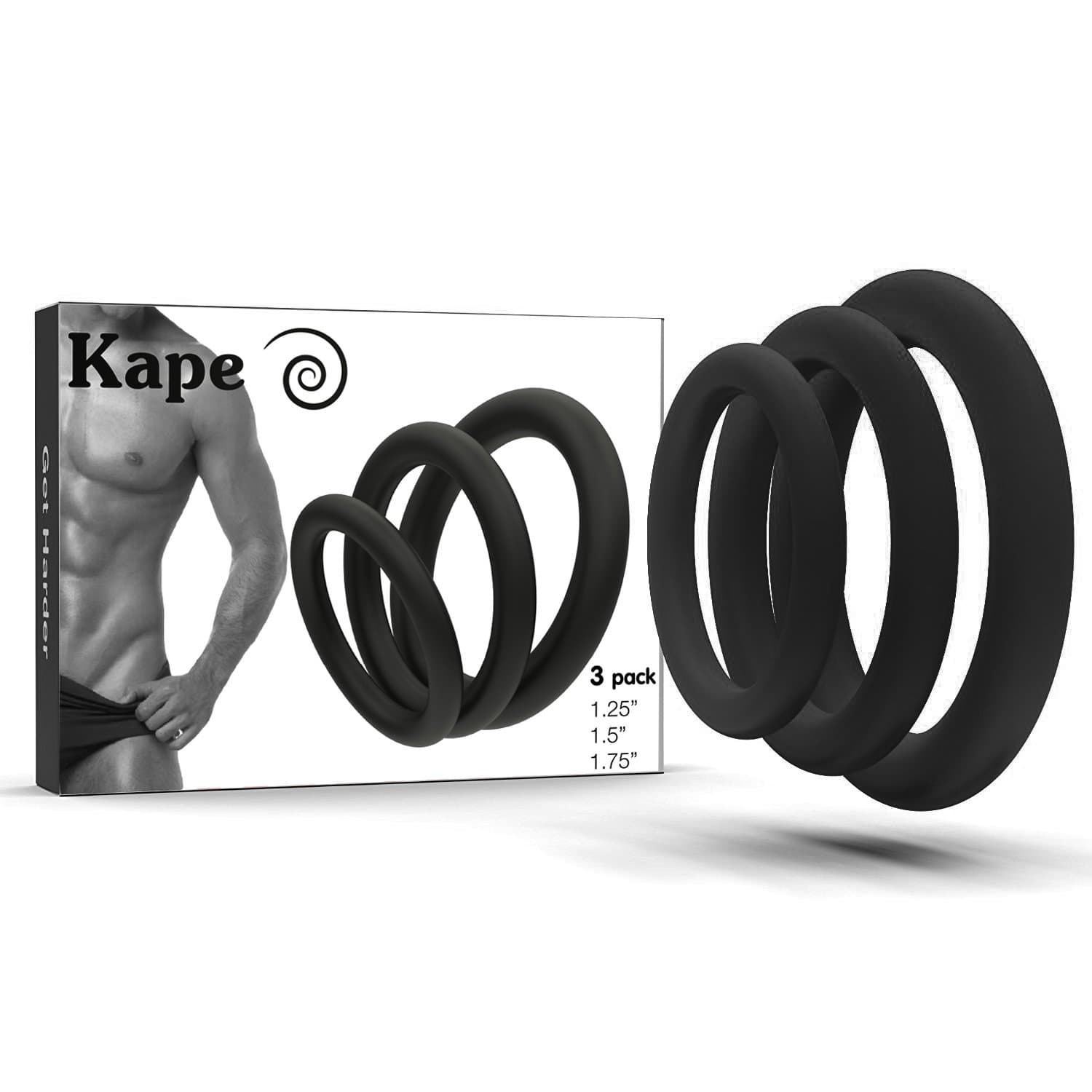 DarBa 3 PCS Soft Silicone Exercise Bands - Flexible - Black Rings for Men