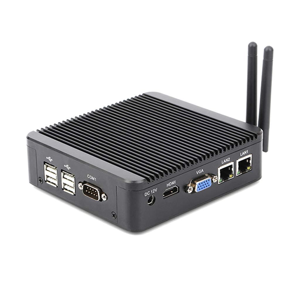 EtryBest Fanless Mini Industrial PC Rugged Desktop Computer Thin Client, Intel Celeron J1900 Quad-core Processor 2GHz,4GB RAM, 32GB SSD, Windows 7/8/10/Linux, WiFi & Bluetooth