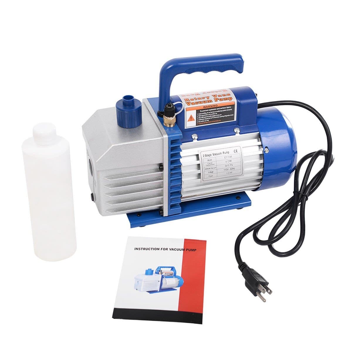 Dual 2 Stage 4CFM 1/3HP Rotary Vane Deep Vacuum Pump HVAC AC Air Tool R410a R134 - By Choice Products