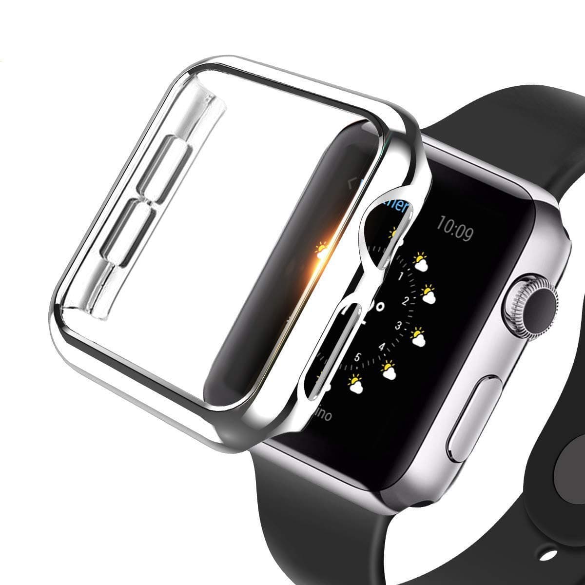 JEDEW Compatible with Apple Watch Case 44mm/40mm, Ultra-Thin PC Plating Hard Bumper Case Shiny Lightweight Guard Shockproof Frame Protector Plated Cover for iWatch Series 4 (Silver, 40mm)