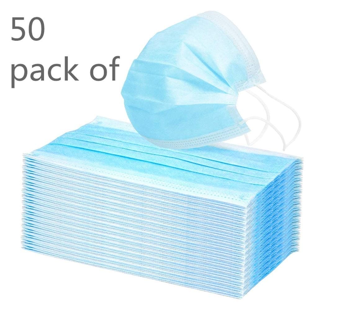 Wang5995 Disposable Face Masks with Elastic Ear Loop 3 Ply Breathable and Comfortable for Blocking Dust Air Pollution Protection Pack of 50 (Color : Random Color)