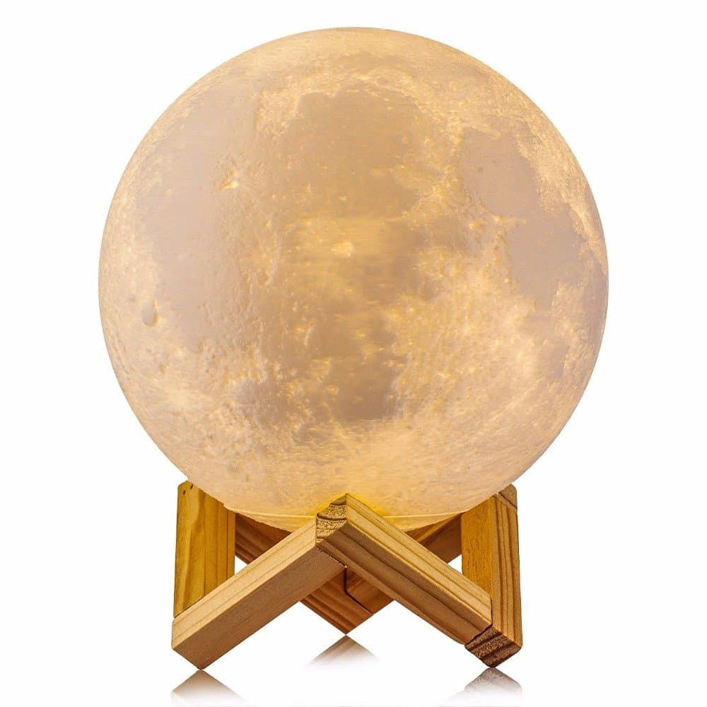 AIFONE Night Light PLDM 3D Printing Moon Lamp, Warm and Cool White Dimmable Touch Control Brightness with USB Charging,Home Decorative Lights