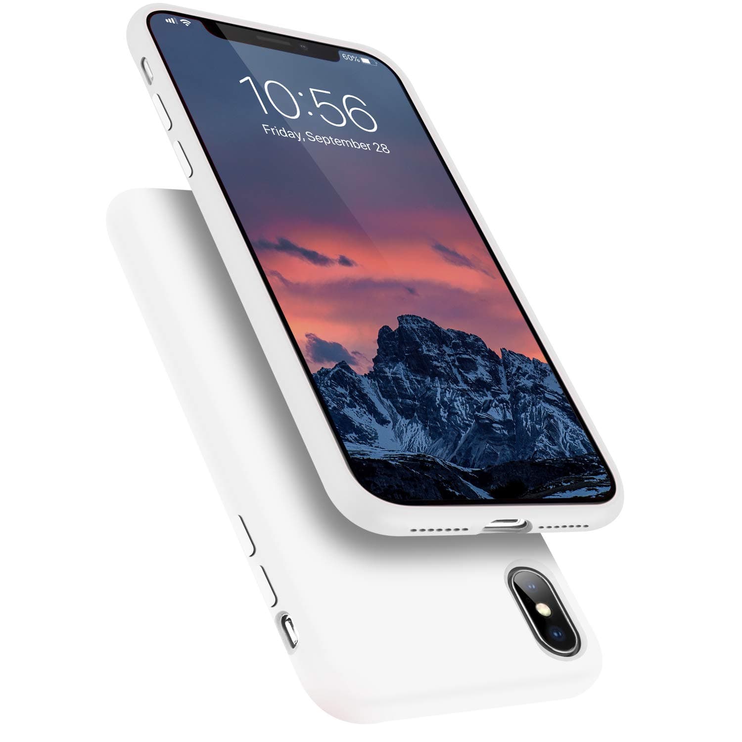 Segoi Liquid Silicone Case Compatible with iPhone XsMax 6.5 inch, Gel Rubber Full Body Protection Shockproof Cover Case Drop Protection Case - White