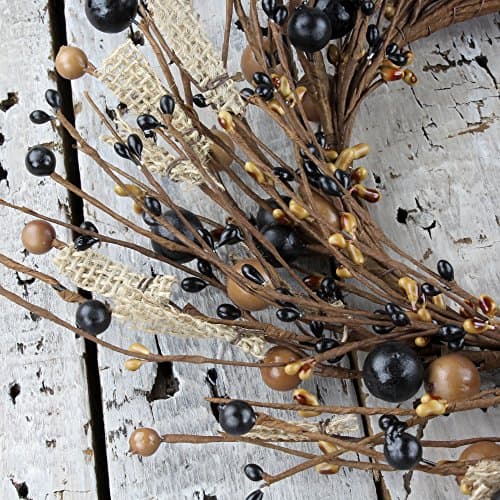 Small Black and Tan Mixed Berry with Burlap Wreath