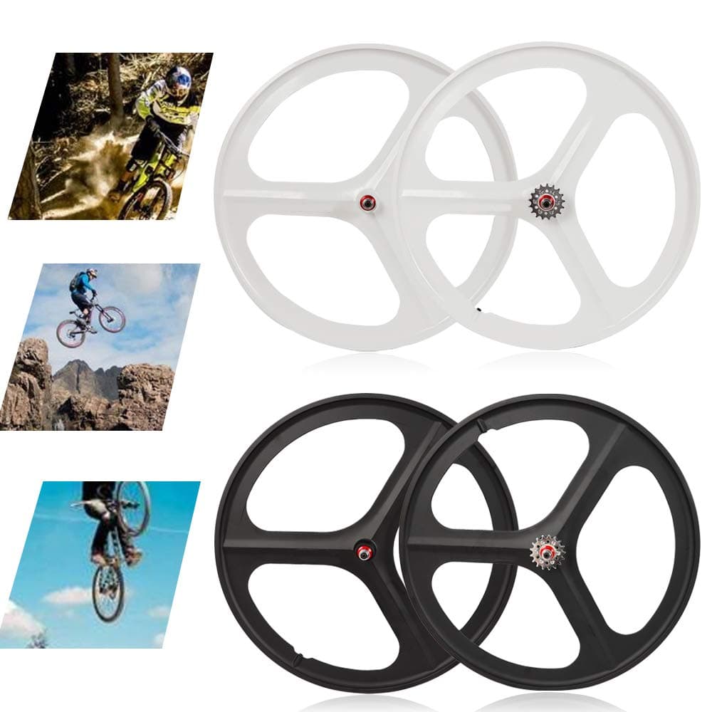 RanBB 700C 3-Spoke Fixed Gear Rim Single Speed Fixie Bicycle Wheel Clincher Type Set Front Rear Wheel Set