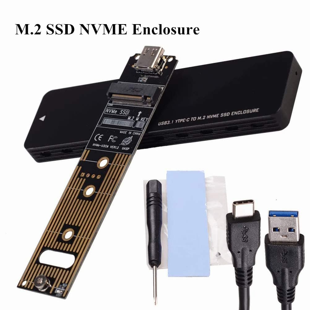 INTEFIRE M.2 NVME SSD Enclosure Adapter, USB 3.1 Gen 2 (10 Gbps) to NVME PCI-E M-Key Solid State Drive External Enclosure (Fits only NVMe PCIe 2242/2260/2280)
