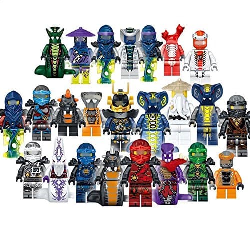 HappyFly New 24 Ninja Minifigures Full Set with Weapons Mini Figures Building Blocks Toys
